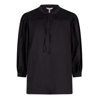 Pintuck Poplin Top - Black