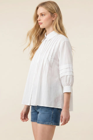Pleated Slv. Button Down