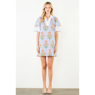 Puff Sleeve Flower Print Dress