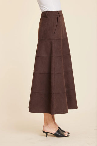 A-Line Faux Suede Skirt- Coffee