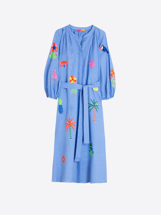 Blue Dress with Embroidery