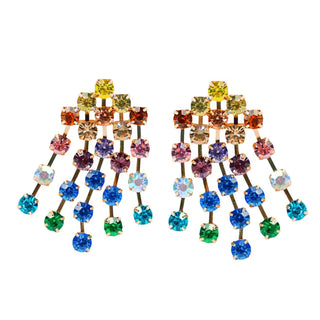 Rhinestone Tassel Earrings-Multi
