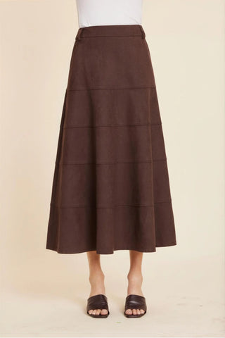 A-Line Faux Suede Skirt- Coffee
