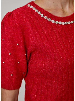 Rhinestone Sleeve Sweater