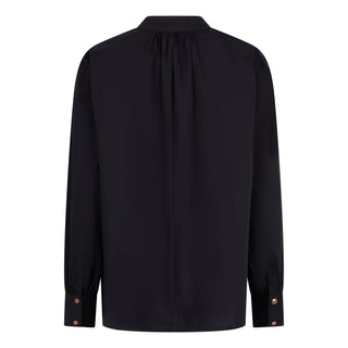 Round Neck Poplin Top - Black