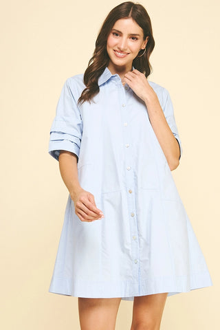 Light Blue Button Down Mini Dress