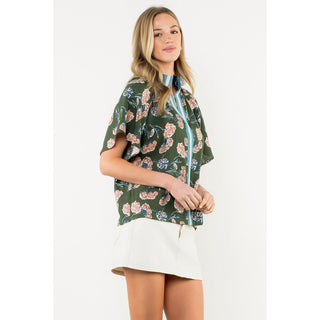 Green Flower S/S Top