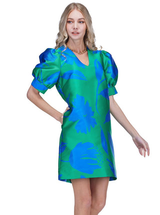 Green Floral Brocade Dress
