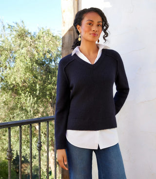 Layered Sweater- Navy