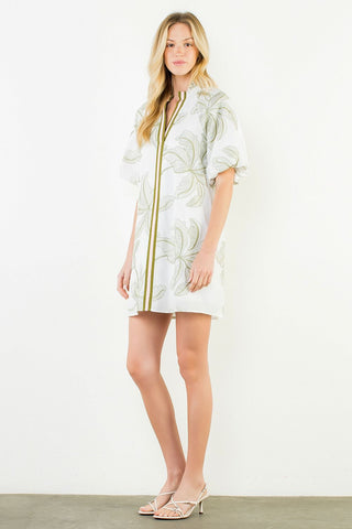 Embroidered Puff Slv. Dress