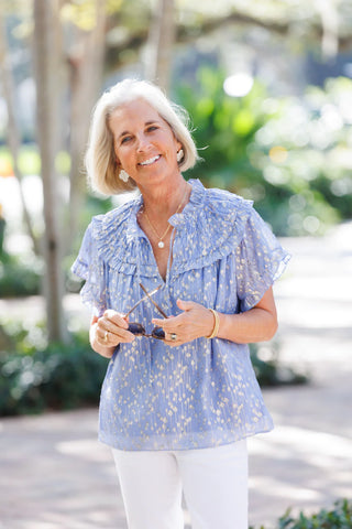 Hydrangea Flutter Sleeve Top