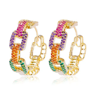 Colorful Link Hoop Earrings