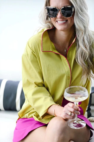 The Piper- Chartreuse/Hot Pink