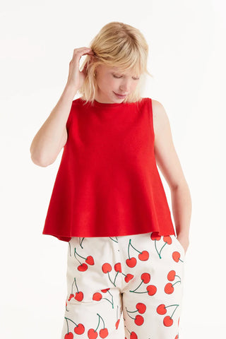 Sleeveless Knit Top-Red