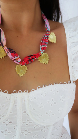 Charm Necklace - Pink Feathers