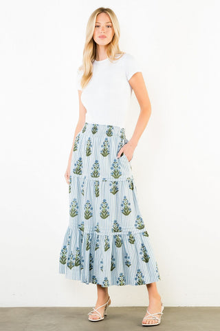 Floral Striped Maxi Skirt