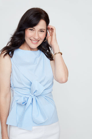 Side Tie Top- Blue Combo