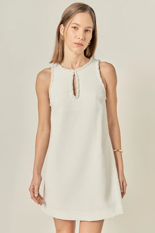 Textured Mini Dress- White