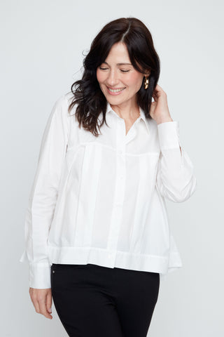Pleated Button Down Blouse