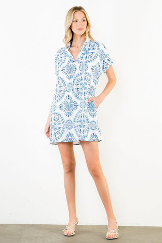 Santorini Tile Mini Dress