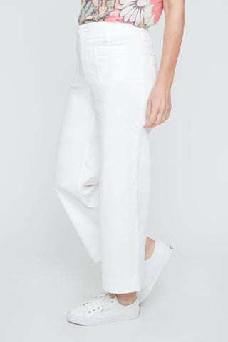 Cropped Wide Leg Jean- Creme