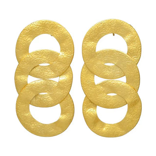 Triple Link Gold Drop Earrings