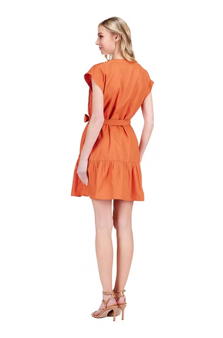 Burnt Orange Pin Tuck Edged Dress