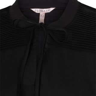 Pintuck Poplin Top - Black