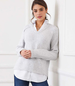 Layered Sweater- Light Heather Grey
