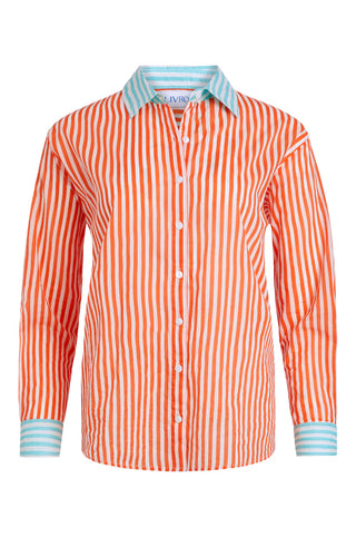 Boyfriend Shirt- Salmon Stripe