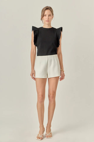 Black Knit Ruffled Top