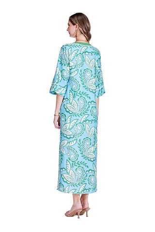 Green Paisley Trimmed Maxi