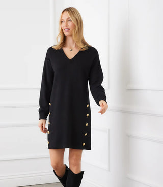 V-Neck Button Detail Dress