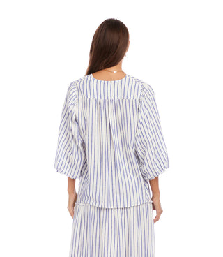 Striped Layered Sleeve Blouse
