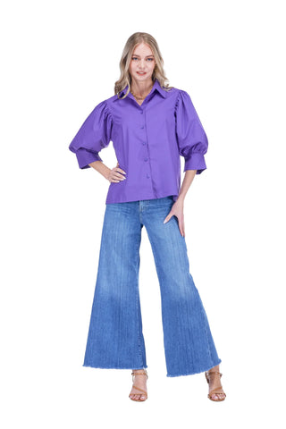 Purple Puff Sleeve Top