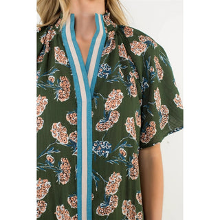 Green Flower S/S Top