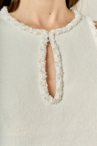 Textured Mini Dress- White