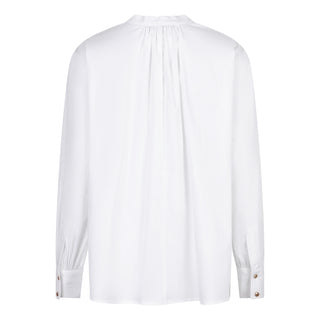 Round Neck Poplin Top- White