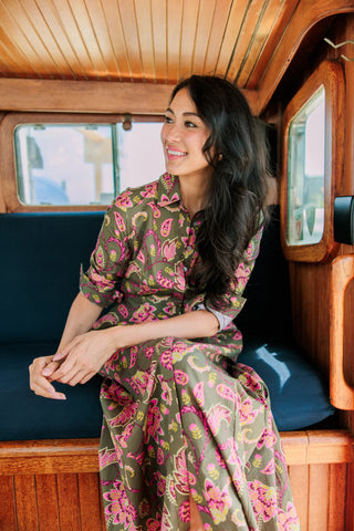 Classic Shirtdress- Raspberry Garden