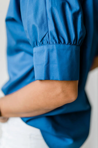 Bright Blue S/S Ruffle Shirt