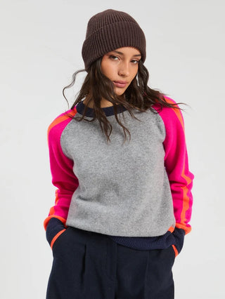Color Block Sweater- Grey Multi